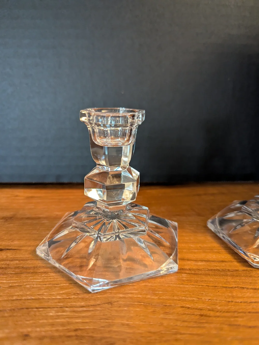 Vintage Towle 24% Lead Crystal Glass Candlestick Pair